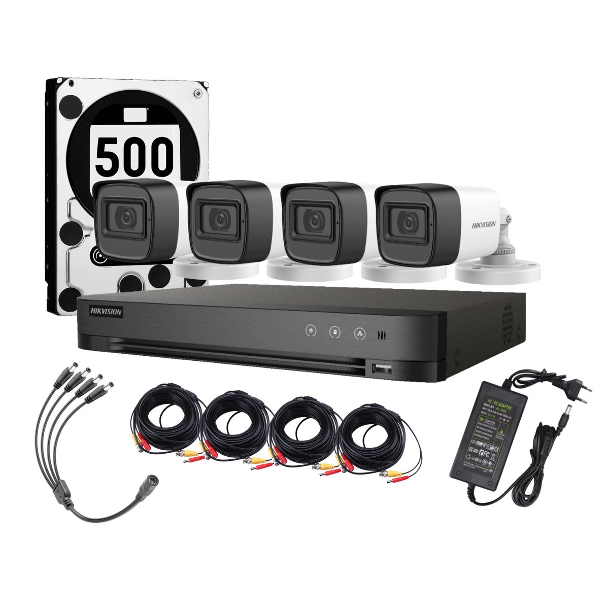 HIKVISION - Kit 4 Camaras Hikvision 4 Bala Fhd 1080p Lite Dd 500gb