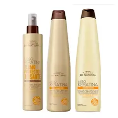 PLACENTA LIFE BE NATURAL - Set Lisso Keratina Shampoo Y Acondicionador Termo Protector Be Natural