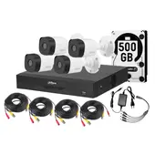 DAHUA - Kit 4 Camaras Seguridad 4 Bala 1080p Lite 2mp Dd 500gb