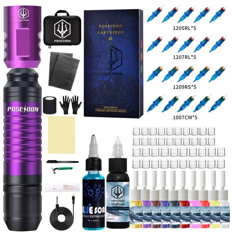 GENERICO - Kit de Tatuaje Profesional POSEIDON  Estabilidad Precisión y Estilo