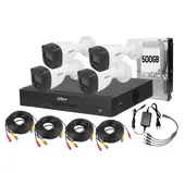 DAHUA - Kit 4 Camaras Full Color Noche 4 Bala 1080p Lite 2mp Dd 500gb