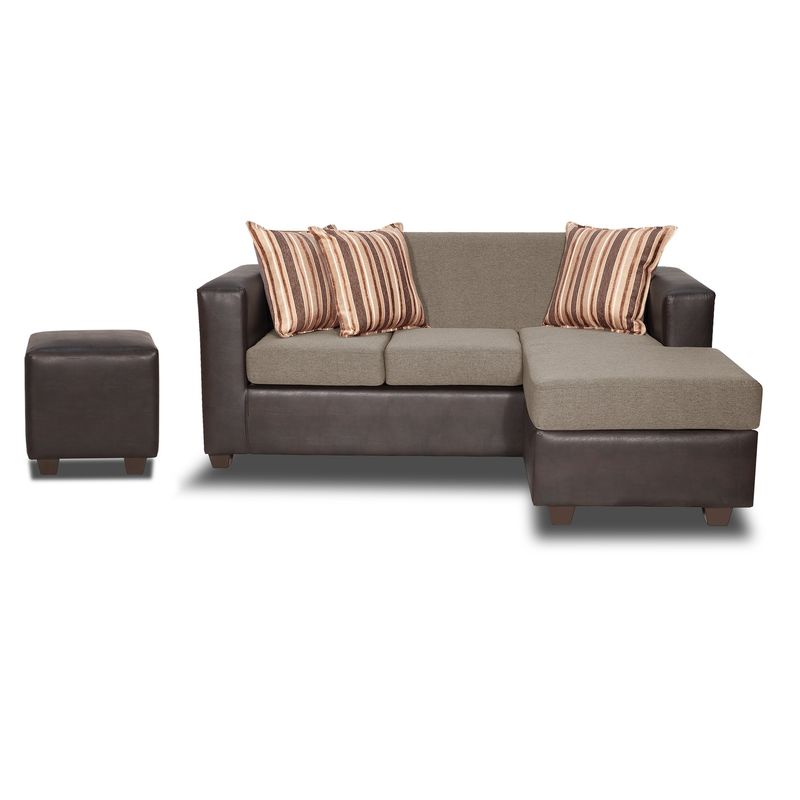 INNOVAMUEBLES - Seccional Invictus 31 Intercambiable + Pouf Tela-PU Beige.