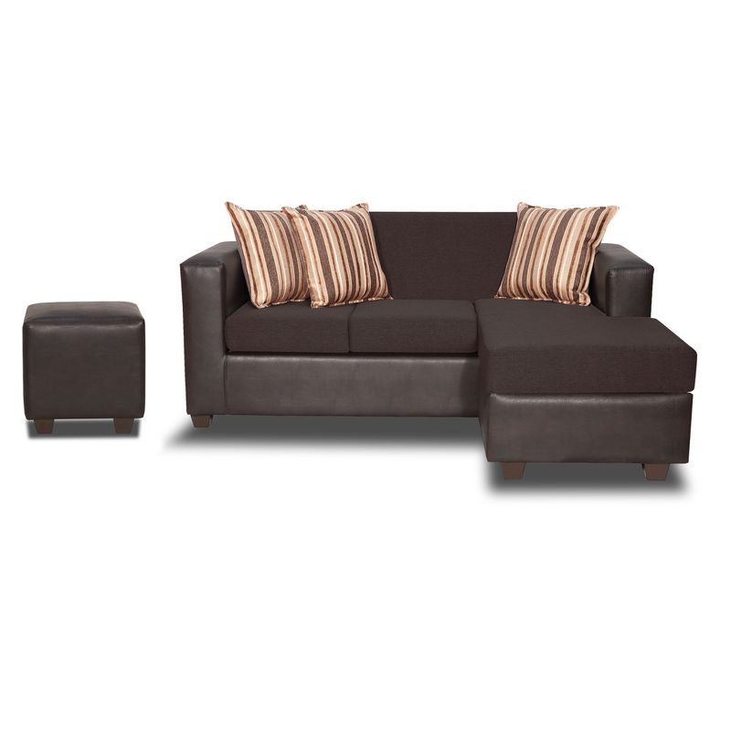 INNOVAMUEBLES - Seccional Invictus 31 Intercambiable + Pouf Tela-PU Chocolate.