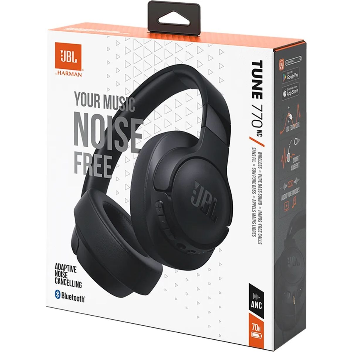JBL - Audifonos JBL Tune 770 NC Pure Bass Bluetooth  Negro