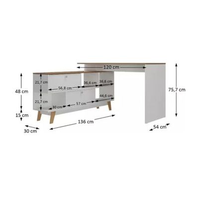 Imagen 2 del producto Escritorio Apolo Esquinero 4 Estantes 2 Cajones Y Repisa