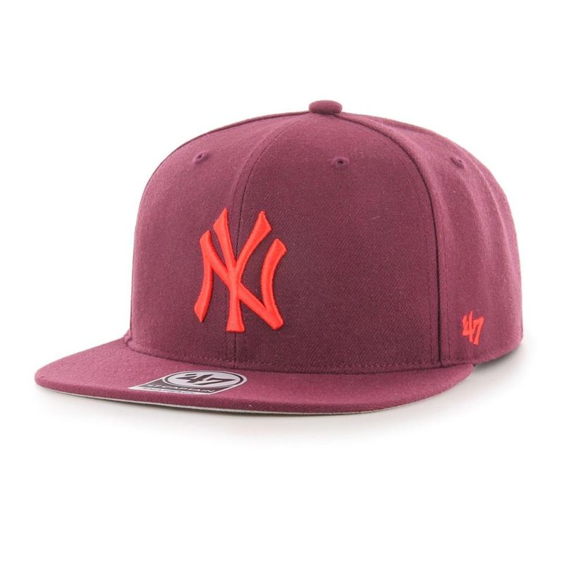 47 - Jockey New York Yankees No Shot Dark Maroon Neon Captain - Rojo