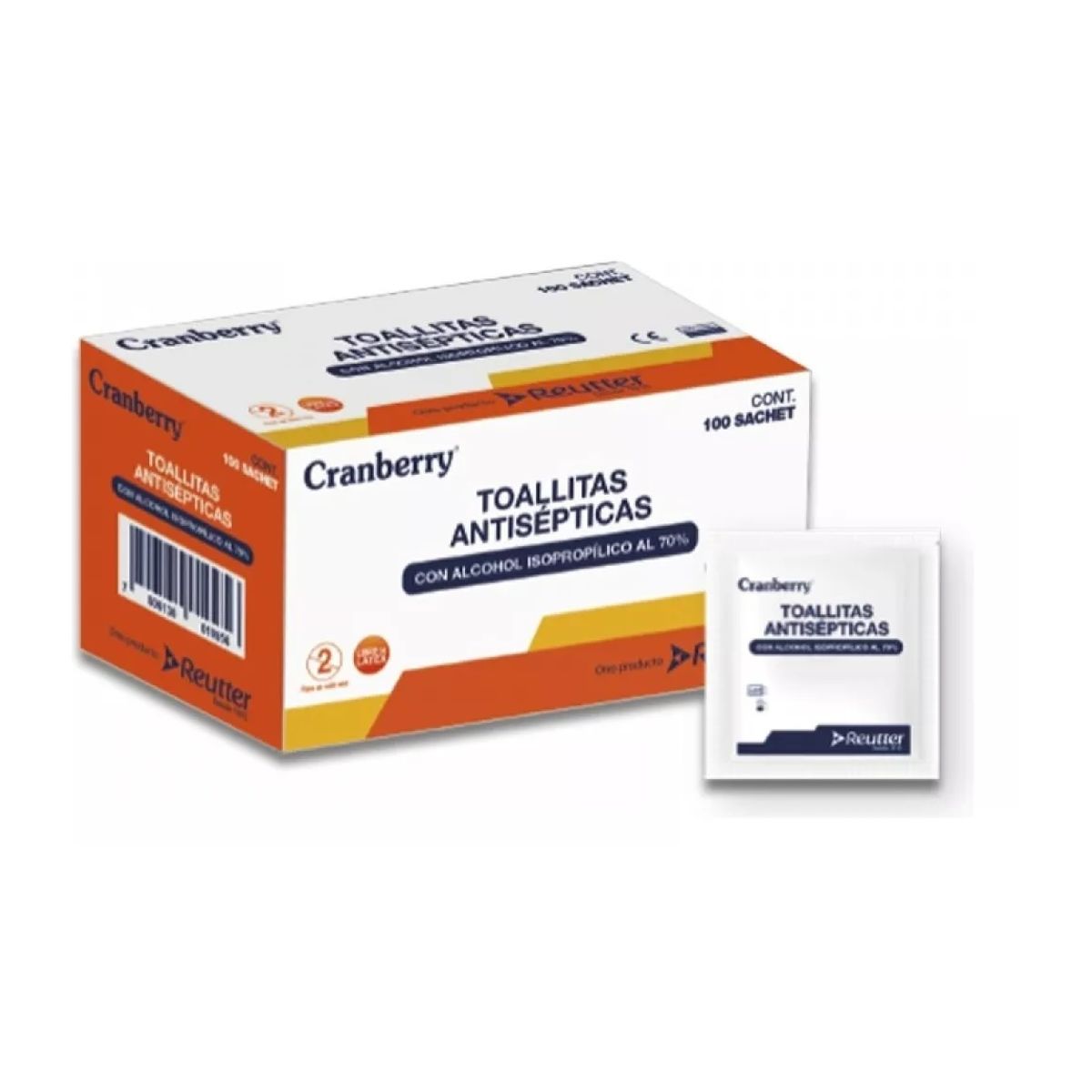 CRAMBERRY - Toallitas Desinfectantes Con Alcohol Isopropílico 70% 100uni