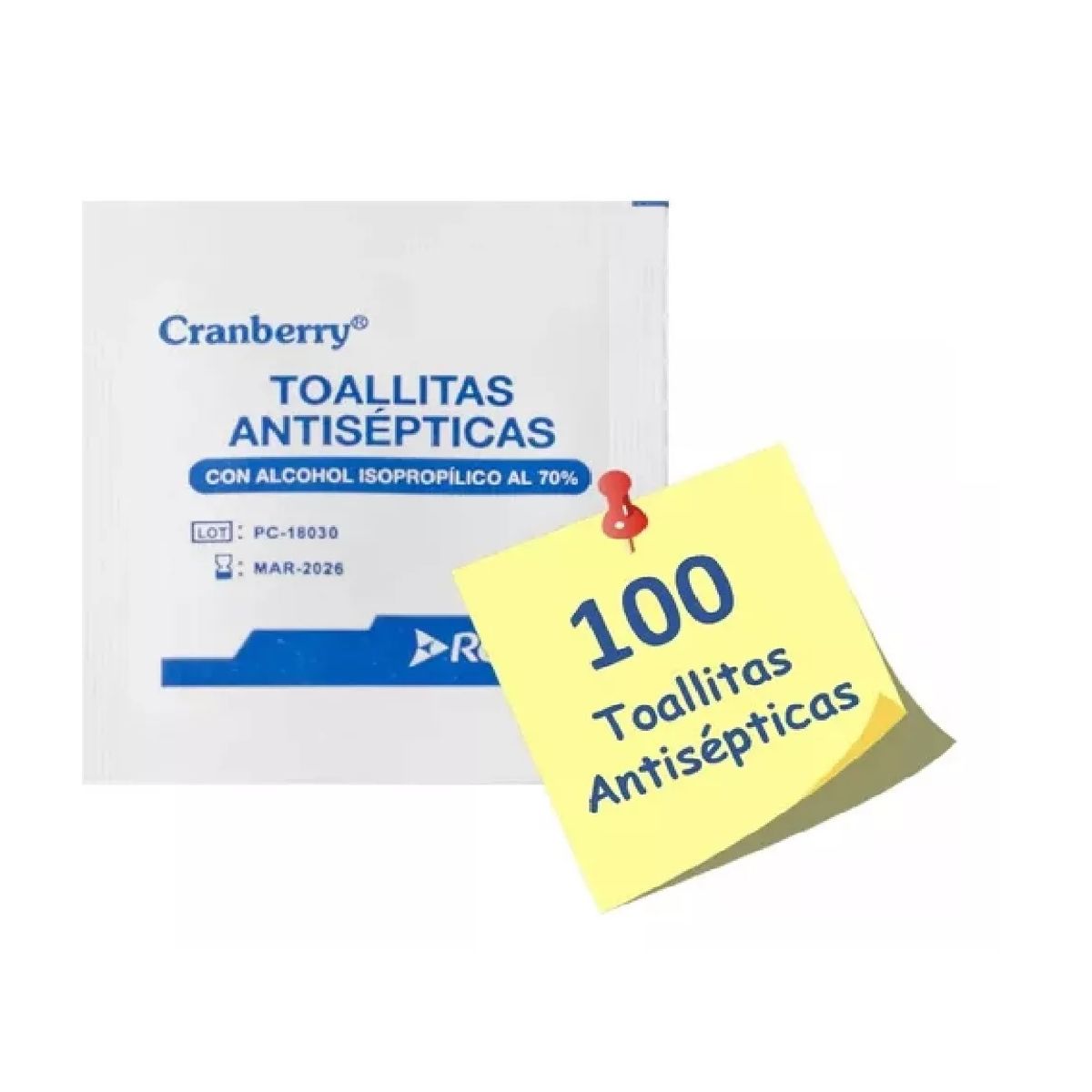 CRAMBERRY - Toallitas Desinfectantes Con Alcohol Isopropílico 70% 100uni