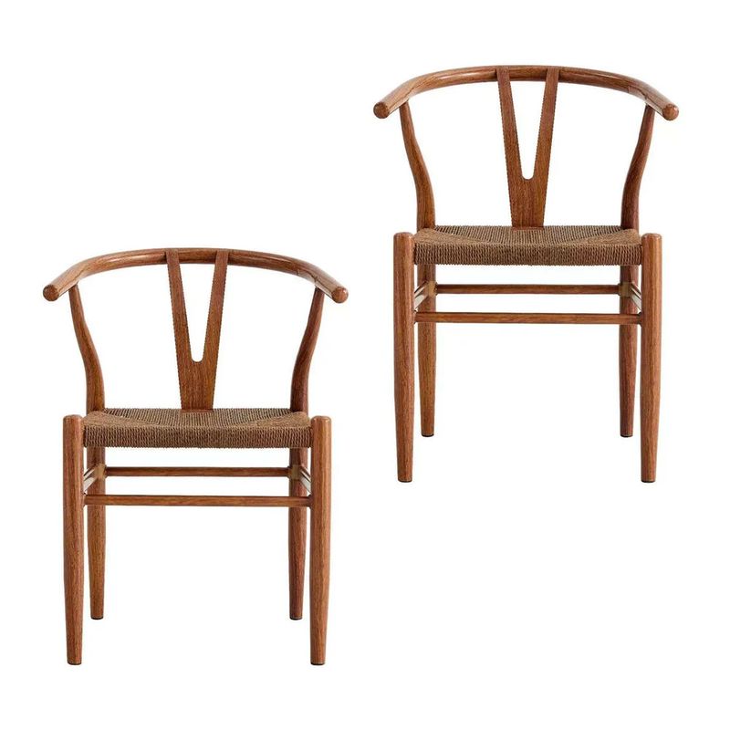 MOBOI - Pack 2 Sillas Wishbone Acero Marron