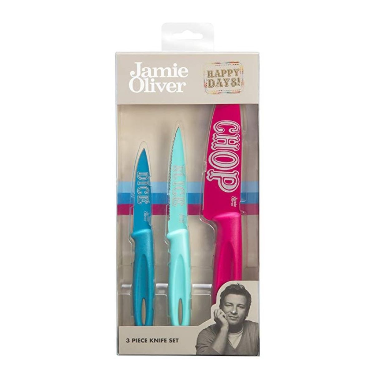 GENERICO - Jamie Oliver Set De 3 Cuchillos De Colores Happy Days