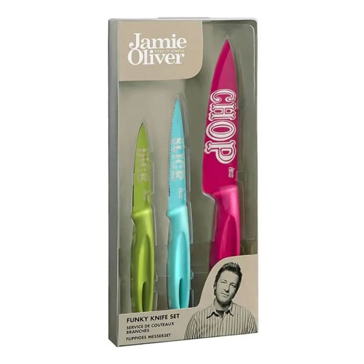 GENERICO - Jamie Oliver Set De 3 Cuchillos De Colores Funky Knife Set