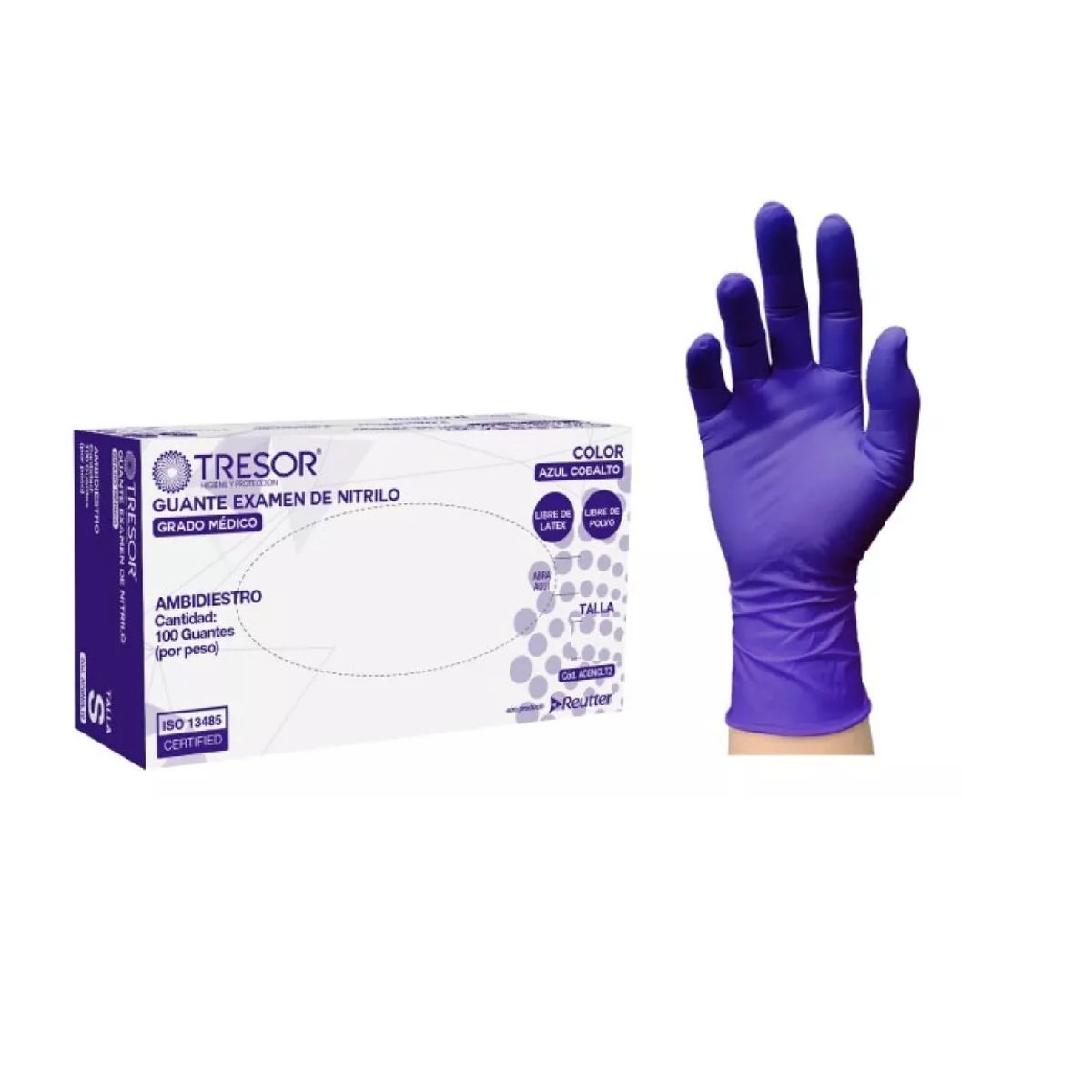 GENERICO - Guantes Nitrilo Cobalto Tresor Talla L Caja De 100 Unidades