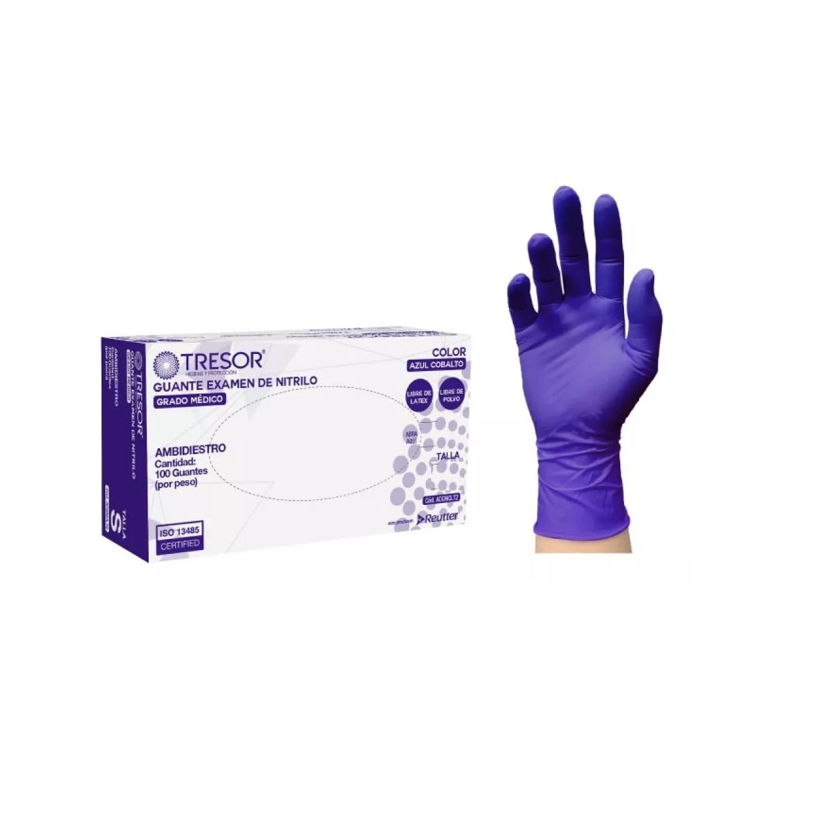 GENERICO - Guantes Nitrilo Cobalto Tresor Talla L Caja De 100 Unidades