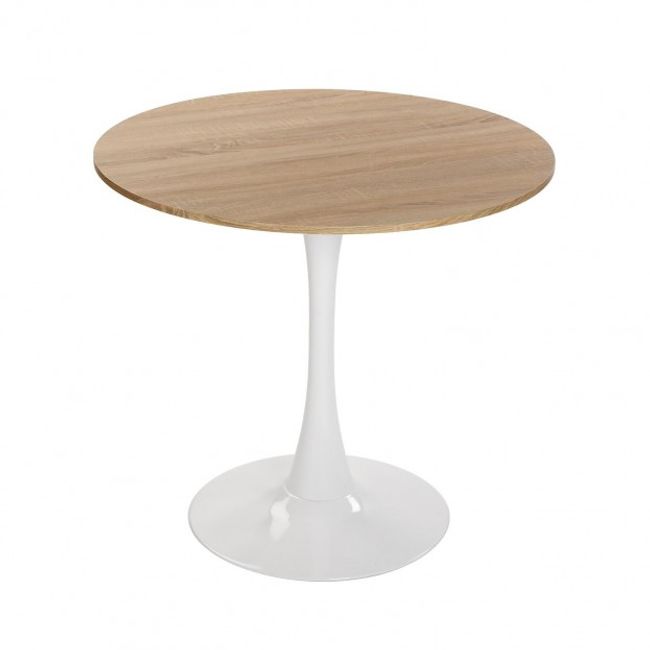 MOBOI - Mesa Comedor Redonda Tulip Wood 80cm Diametro Blanca