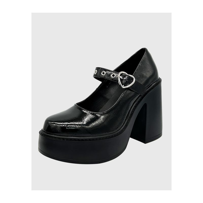 DINASTELLA - Zapato charol para mujer con taco alto Negro Danicolle