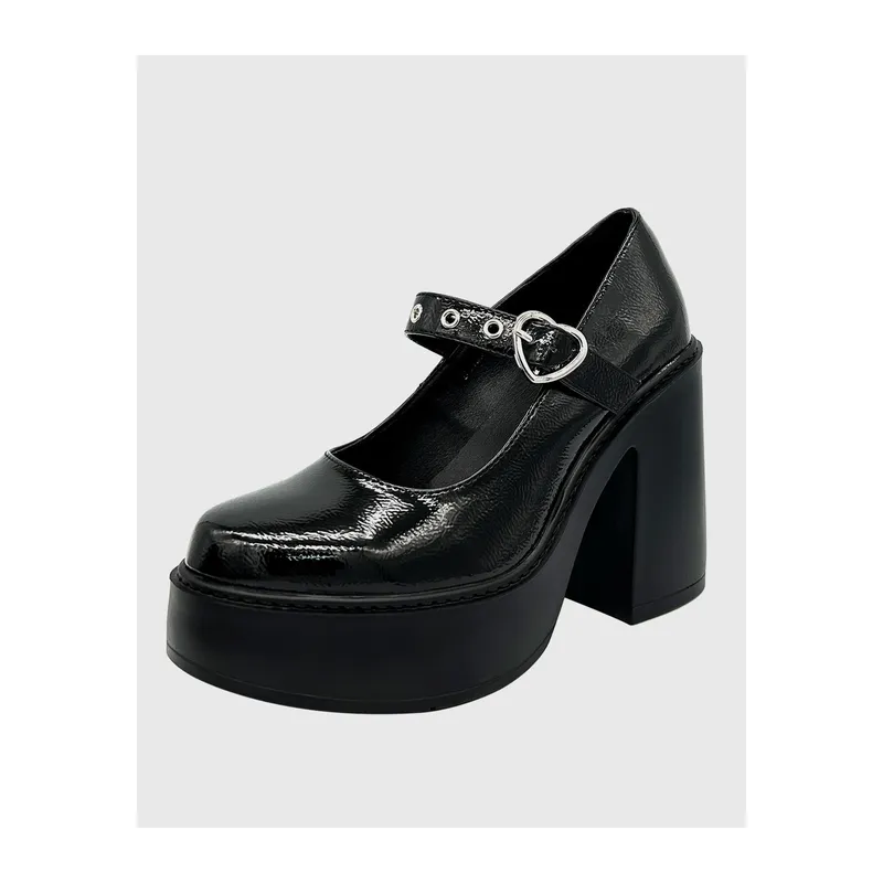 DINASTELLA - Zapato charol para mujer con taco alto Negro Danicolle