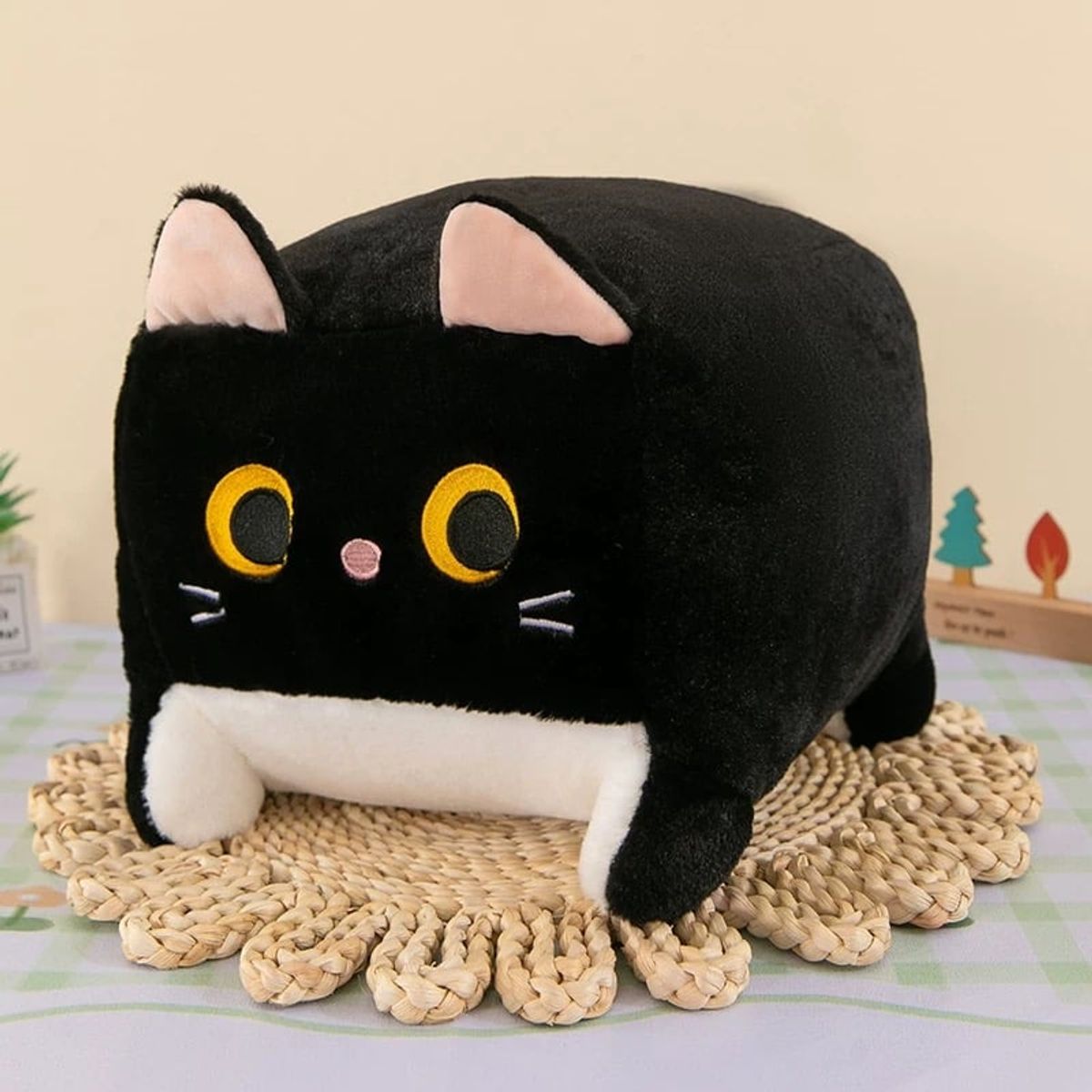 GENERICO - Peluche Cojín Suave De Felpa Gato Cuadrado 20 Cm A4