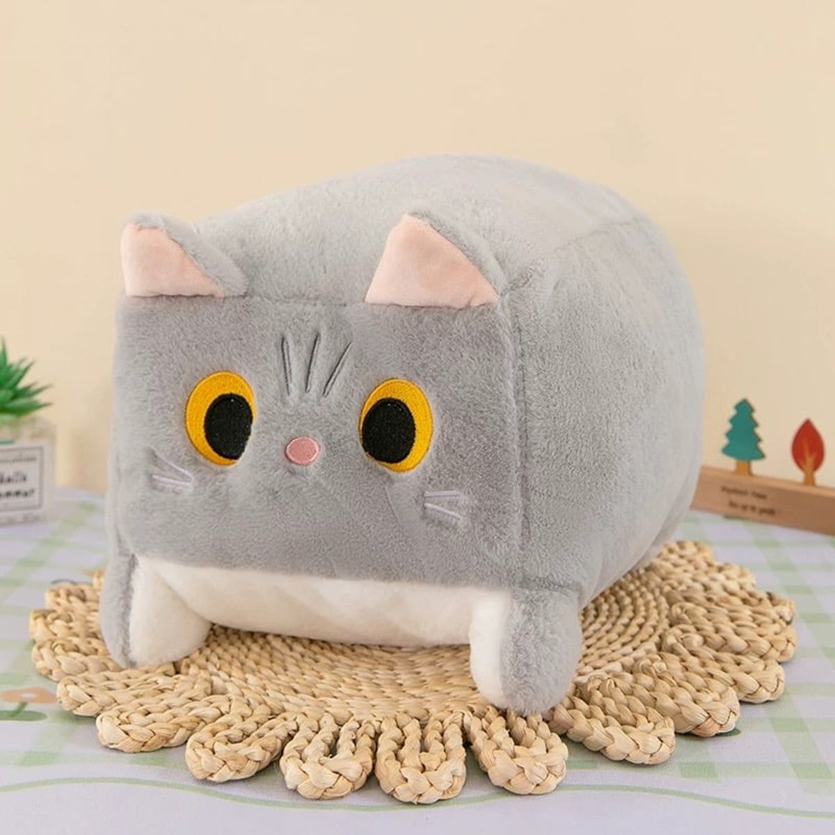 GENERICO - Peluche Cojín Suave De Felpa Gato Cuadrado 20 Cm A6