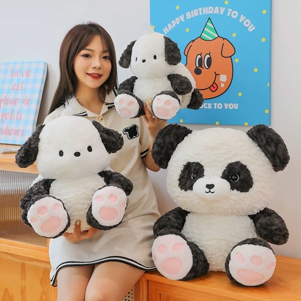 GENERICO - Peluche De Oso Panda 2 En 1-juguete De Doble Cabeza 30cm