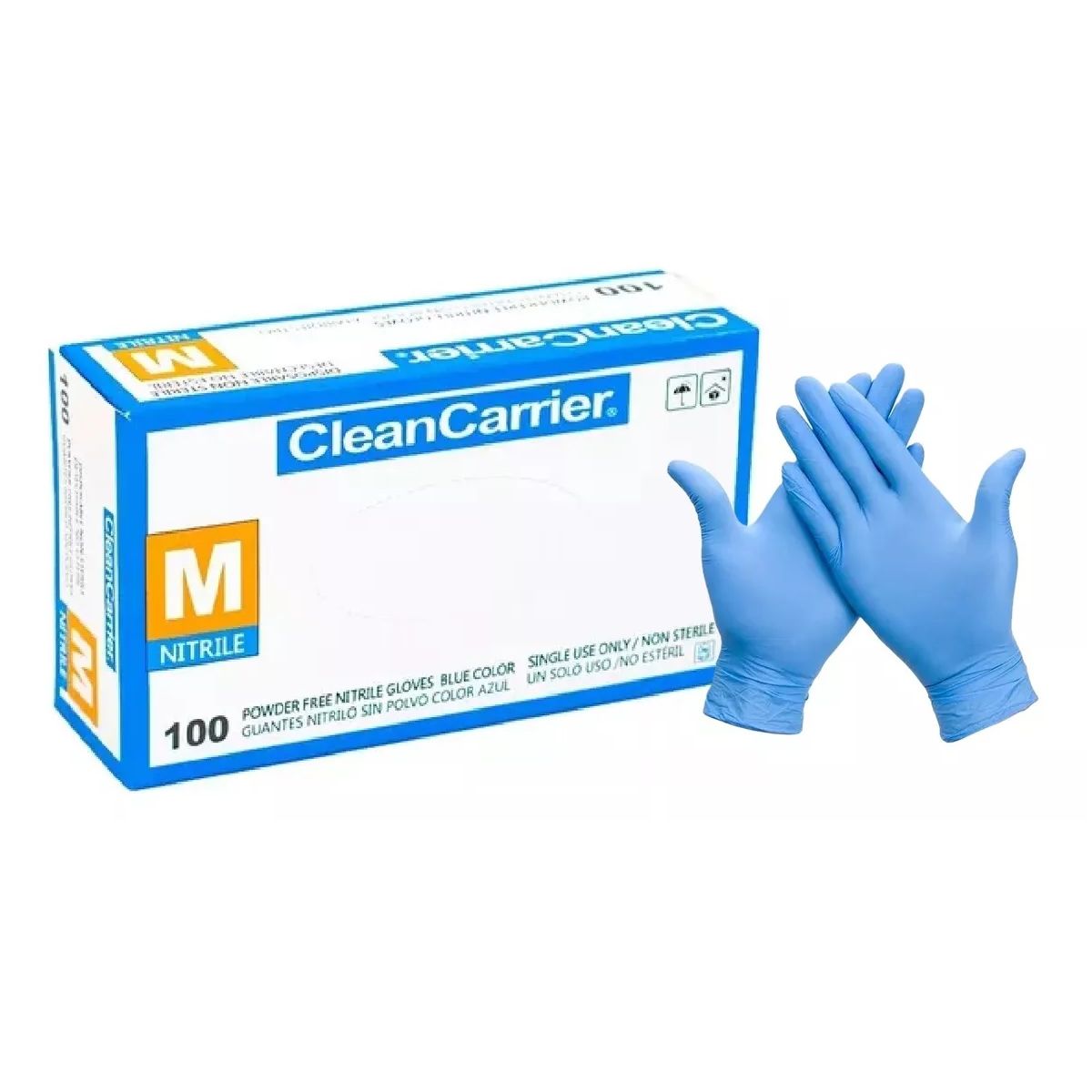 CLEANCARRIER - Guantes Nitrilo Azul Cleancarrier Talla M Caja X 100 Uni