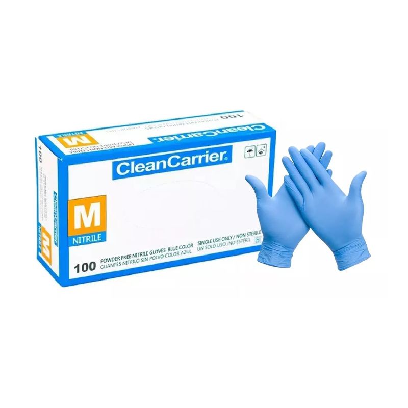 CLEANCARRIER - Guantes Nitrilo Azul Cleancarrier Talla M Caja X 100 Uni