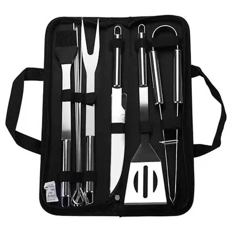 DEFENSOR FOREVER - Set Parrillero Asados 9pcs Acero Inoxidable Con Estuche