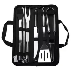 DEFENSOR FOREVER - Set Parrillero Asados 9pcs Acero Inoxidable Con Estuche