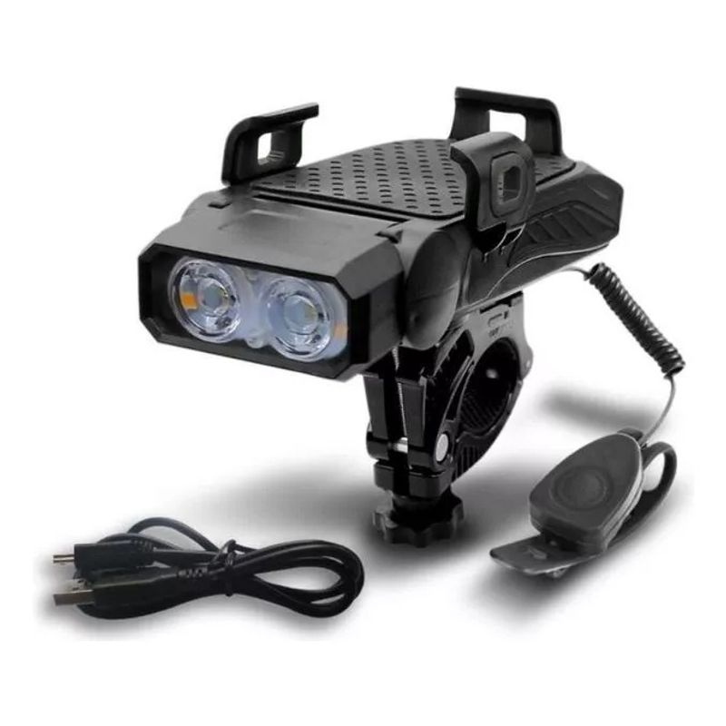 DEFENSOR FOREVER - Luz Led Bicicleta Delantera, Bocina Porta Celular, 4000 Mah.