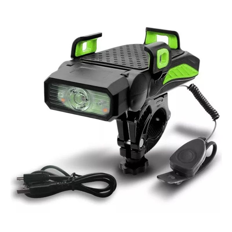 DEFENSOR FOREVER - Luz Led Bicicleta Delantera, Bocina Porta Celular, 4000 Mah.