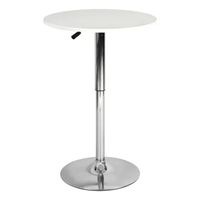 Mesa Bar Centro Altura Regulable 60cm Diámetro Blanca