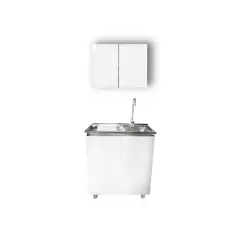 MODERN SPACE - Mueble Lavaplatos 80x50 Cm Blanco Izquierdo Con Mueble Aéreo