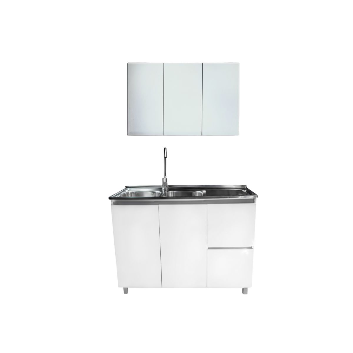 MODERN SPACE - Mueble Lavaplatos 120x50 Cm Blanco Derecho Con Mueble Aéreo