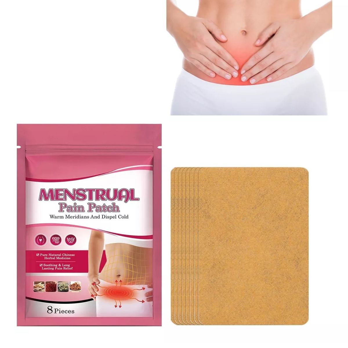 GENERICO - Parches Menstruales Térmico Alivia Dolor Cólicos 8 Unidades