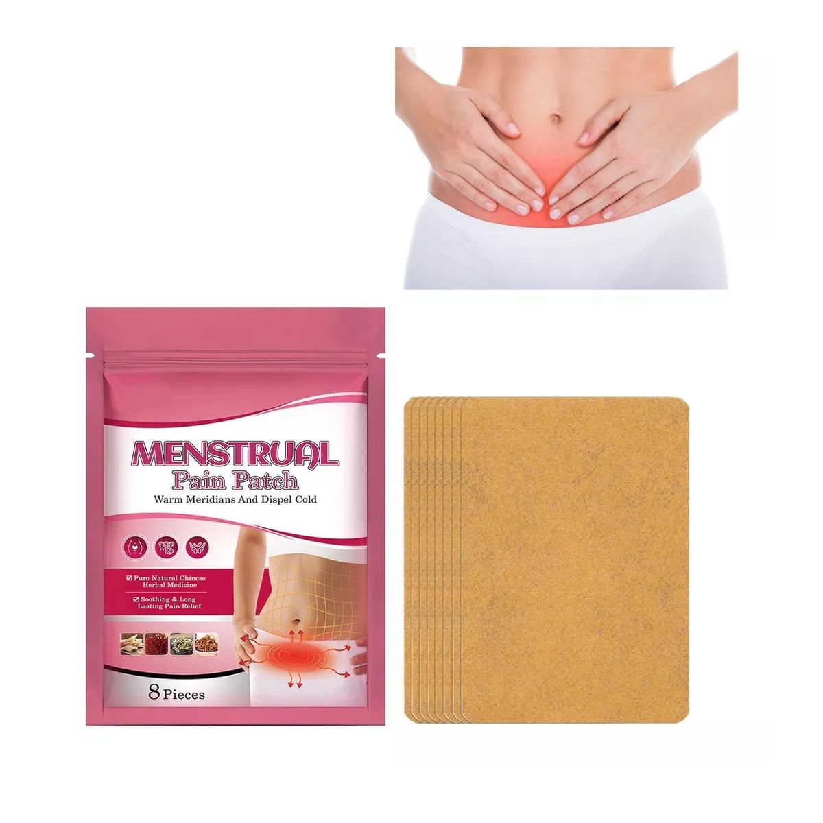 GENERICO - Parches Menstruales Térmico Alivia Dolor Cólicos 8 Unidades