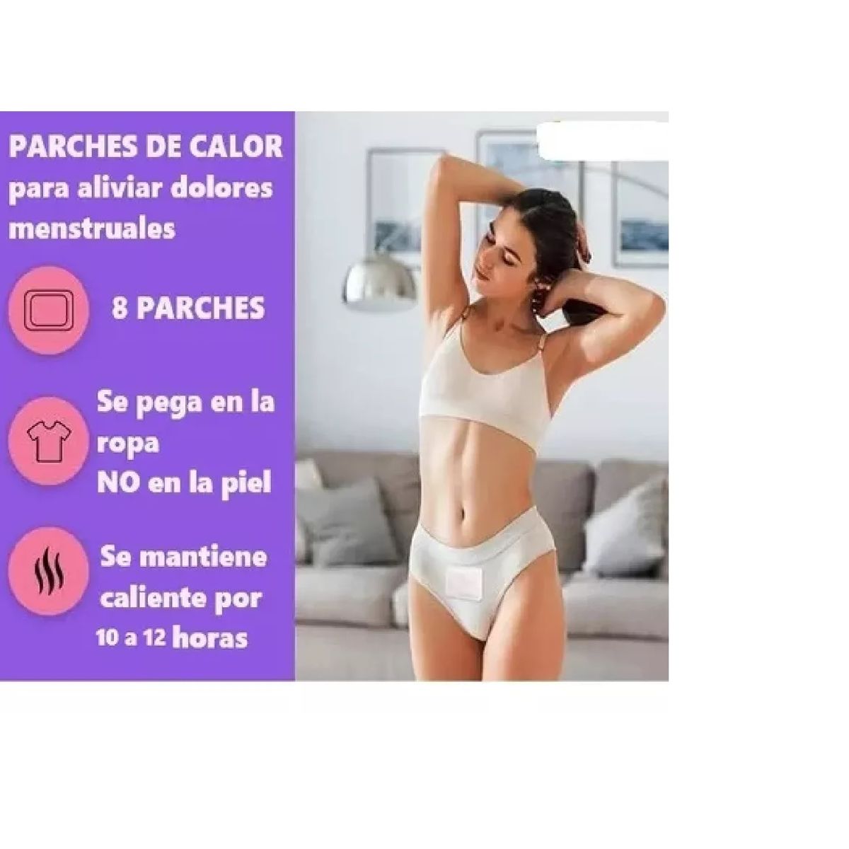 GENERICO - Parches Menstruales Térmico Alivia Dolor Cólicos 8 Unidades