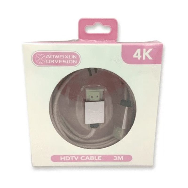 GENERICO - Cable Hdmi De 3 Metros ROSADO 4k - Miki Imports