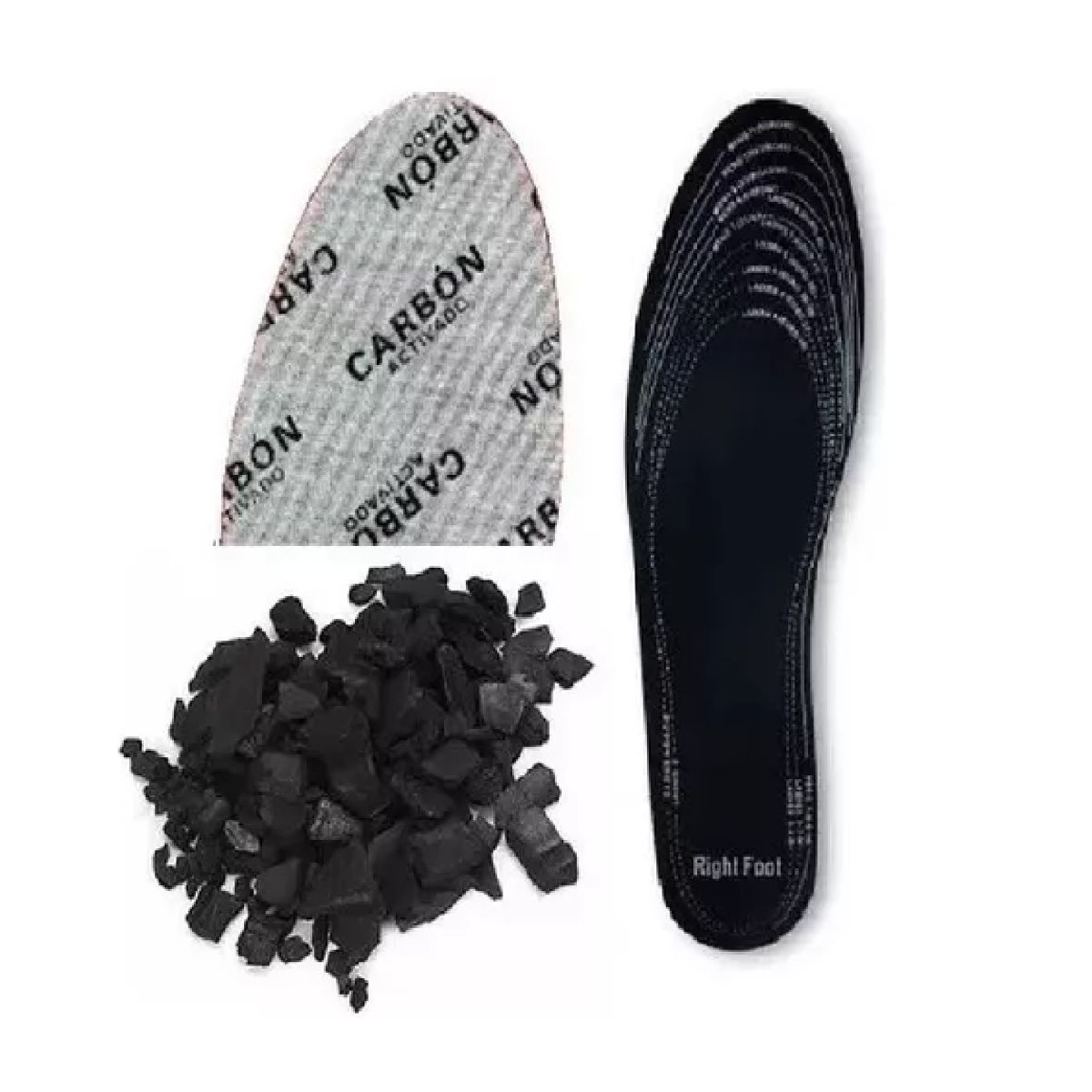 GENERICO - Par Plantillas Carbon Activado Antibacteriales Talla 32 A 45