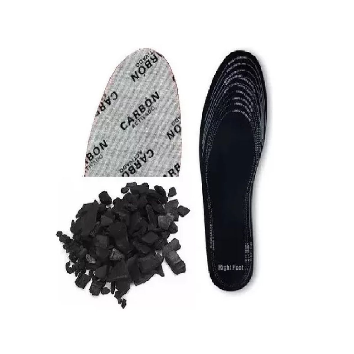 GENERICO - Par Plantillas Carbon Activado Antibacteriales Talla 32 A 45