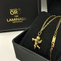 Cadena ORO LAMINADO 18K Tejido SINGAPUR Con DIJE DE ANGEL