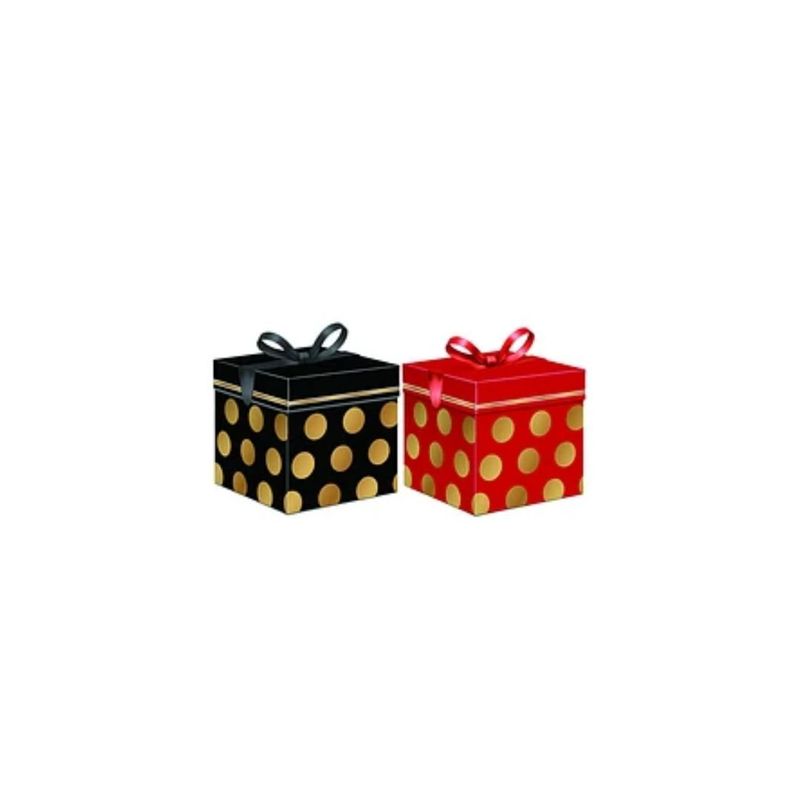 GENERICO - Caja De Regalo Circulos Dorados 30cm Diseño Aleatorio