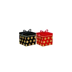 GENERICO - Caja De Regalo Circulos Dorados 30cm Diseño Aleatorio