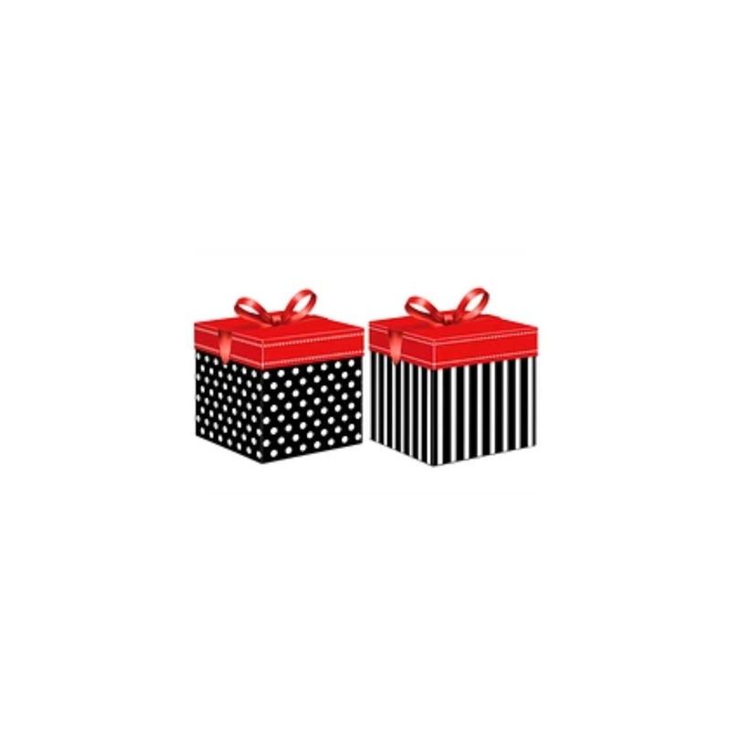 GENERICO - Caja De Regalo Plegable De Puntos O Rayas 30cm