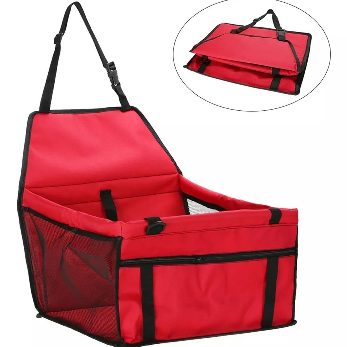 GENERICO - Asiento Portatil De Seguridad Mascotas Perros Gatos Rojo