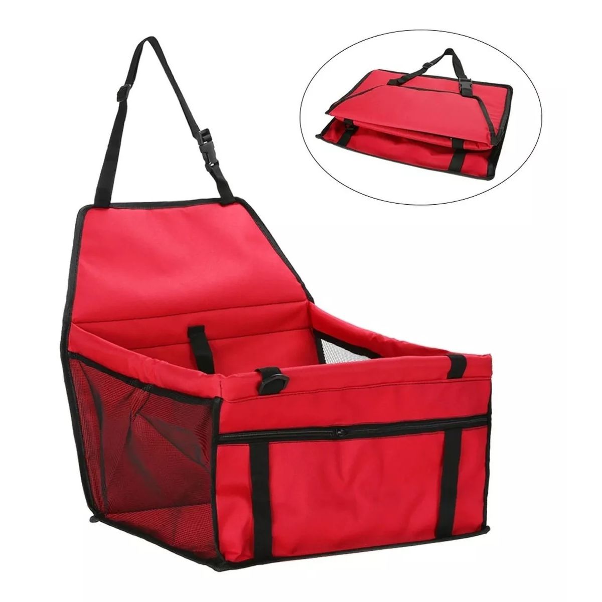 GENERICO - Asiento Portatil De Seguridad Mascotas Perros Gatos Rojo