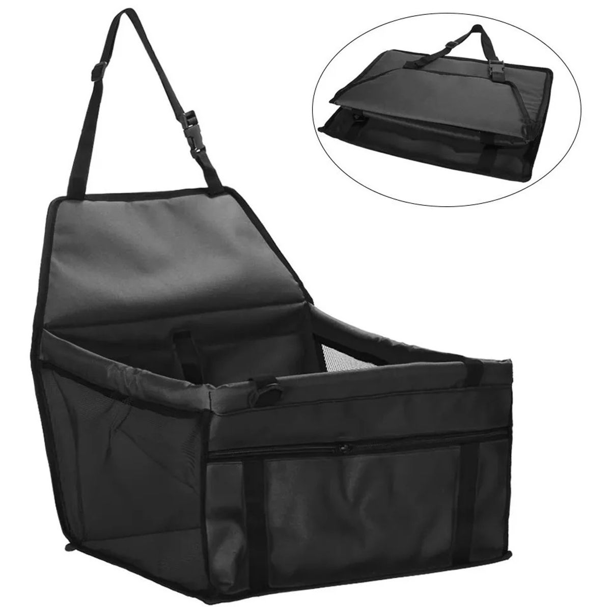 GENERICO - Asiento Portatil De Seguridad Mascotas Perros Gatos Negro