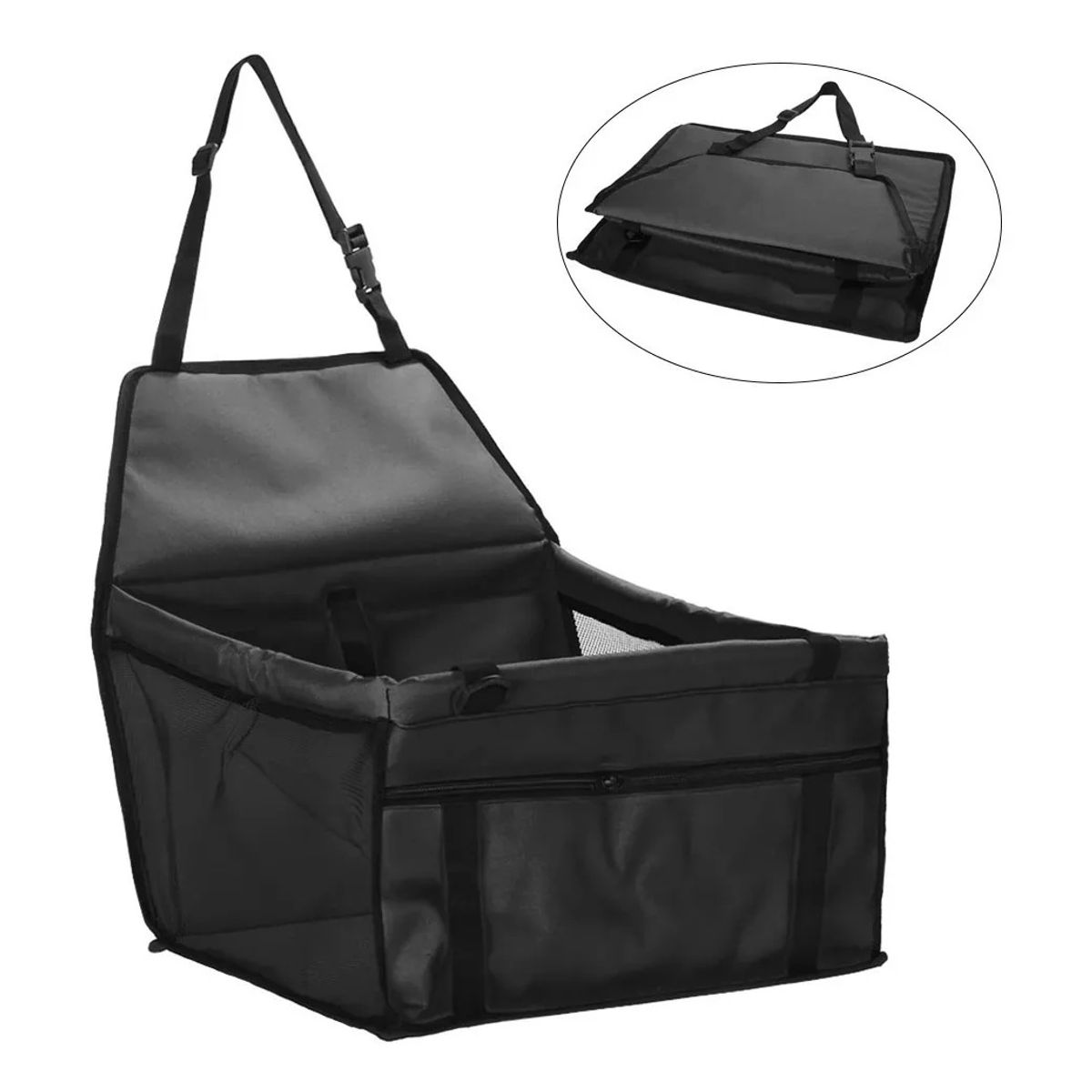 GENERICO - Asiento Portatil De Seguridad Mascotas Perros Gatos Negro