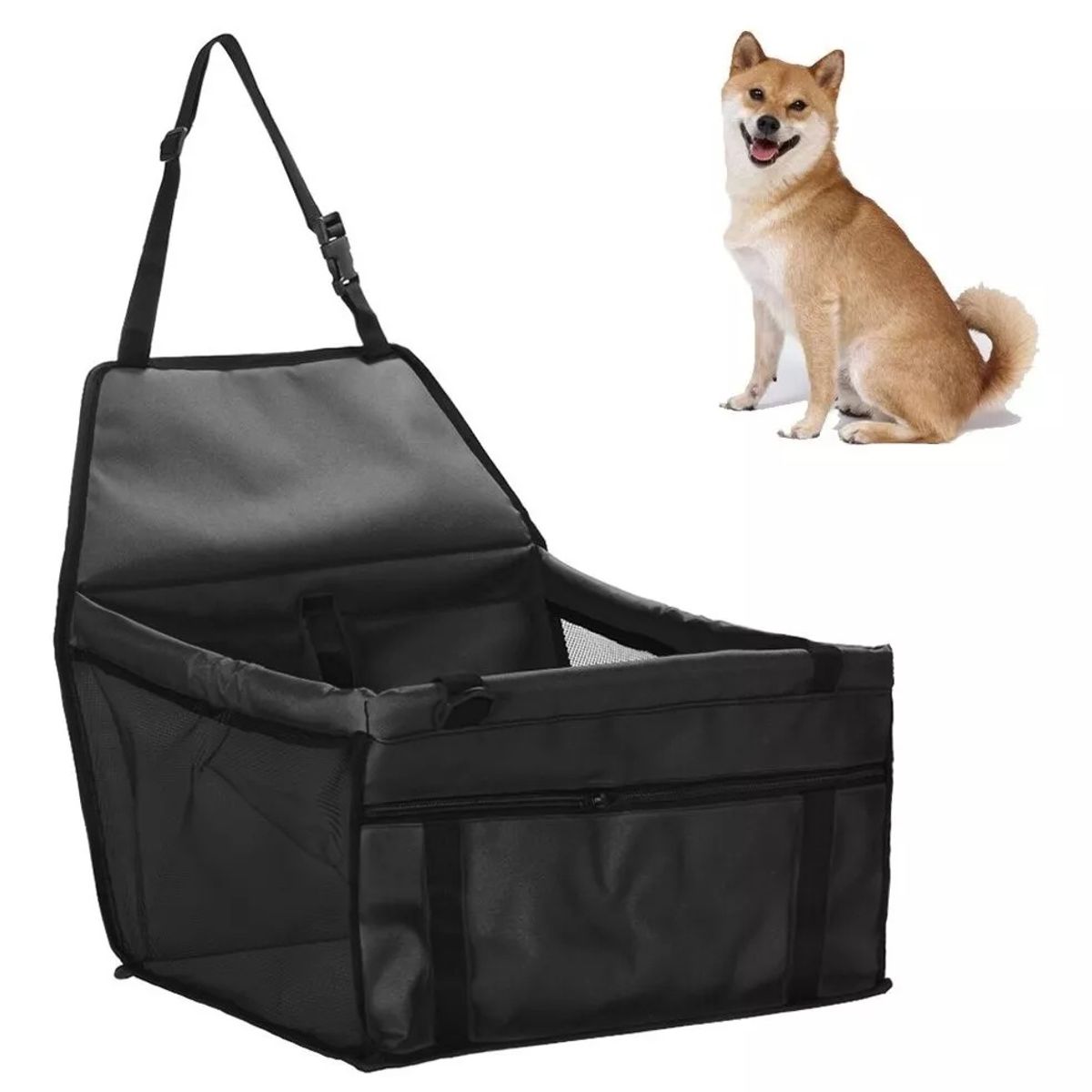 GENERICO - Asiento Portatil De Seguridad Mascotas Perros Gatos Negro