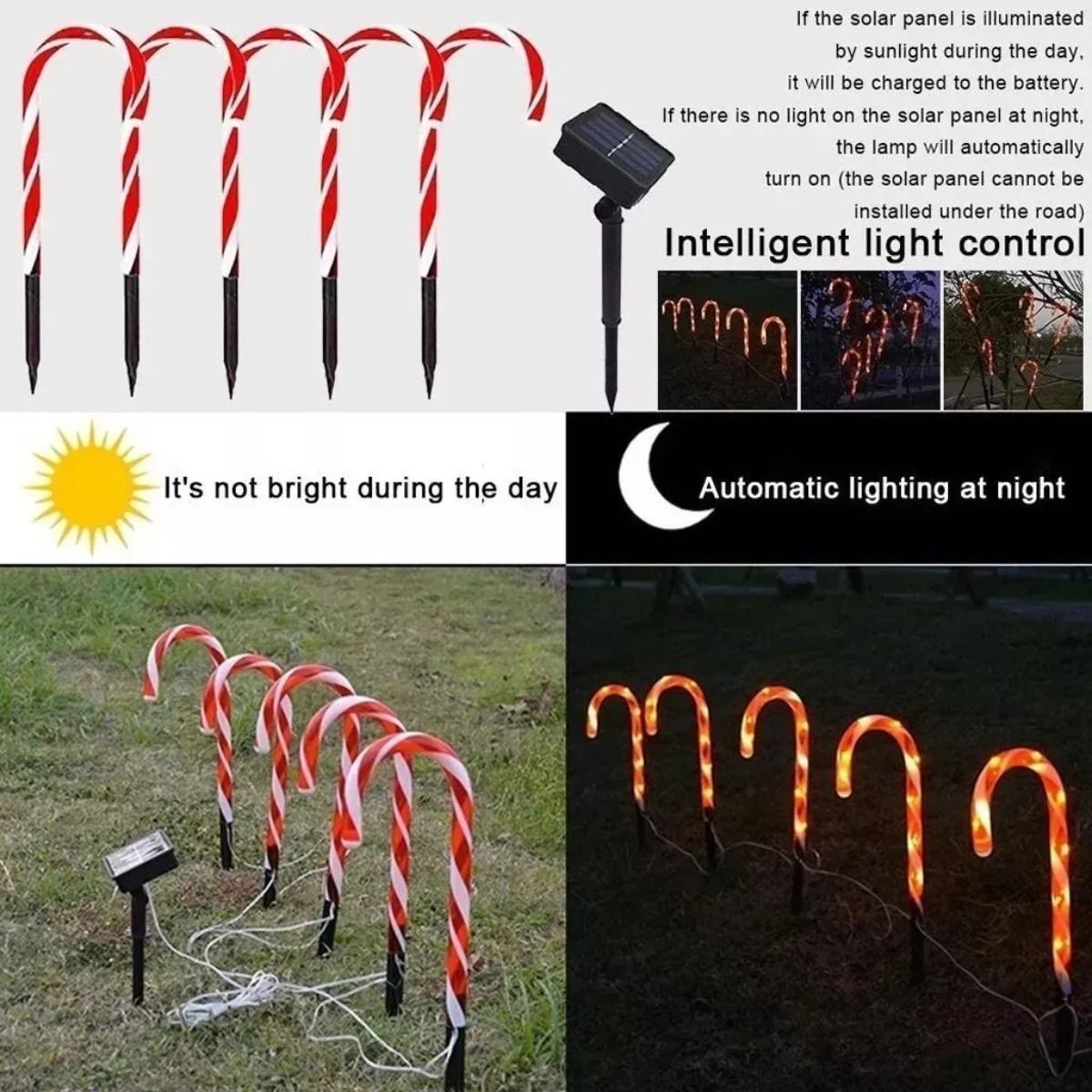 U BUY - Set X10 Baston Luces Solar Baston Estaca Luces Navidad Solar