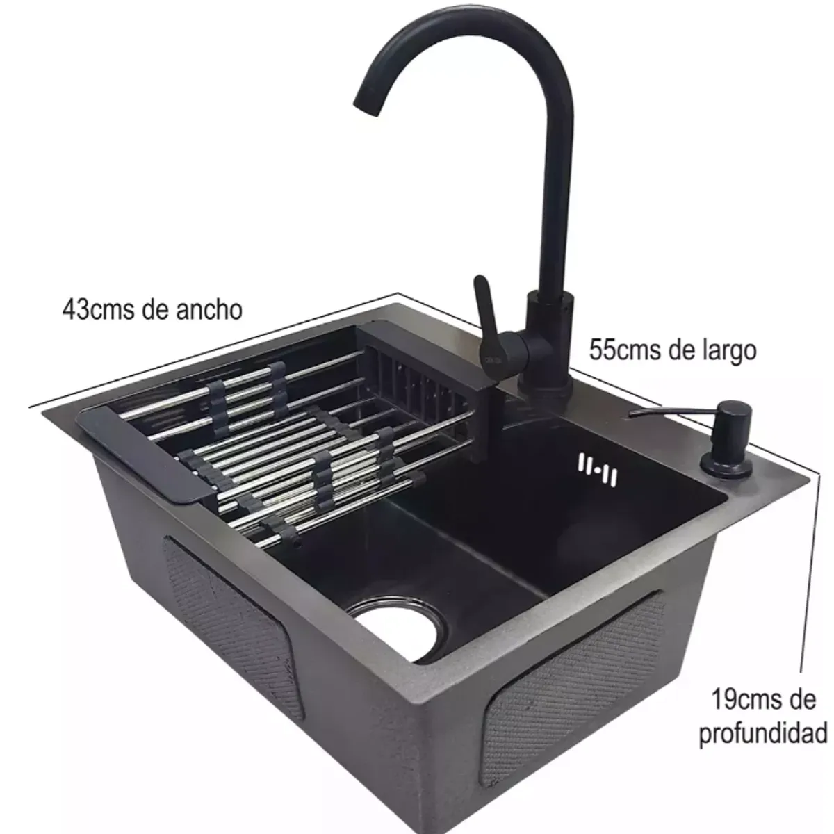 KUANGYE - Combo Lavaplato Empotrado 55x45 Acero Inoxidable Con Todos