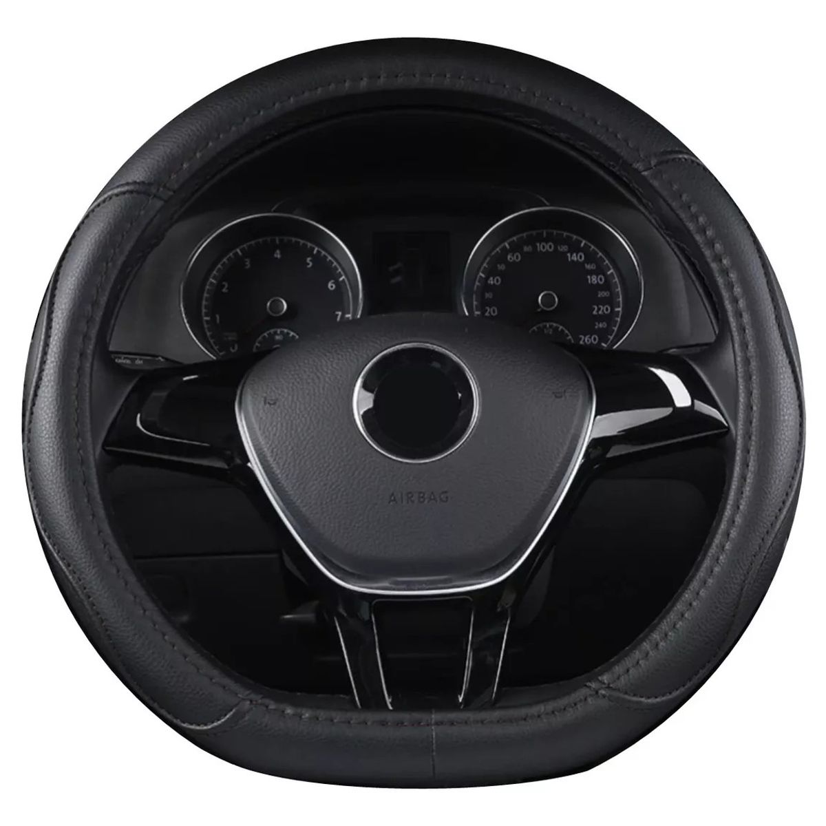 KUANGYE - Funda Cubre Volante Tipo D Negro Eco Cuero Antideslizante